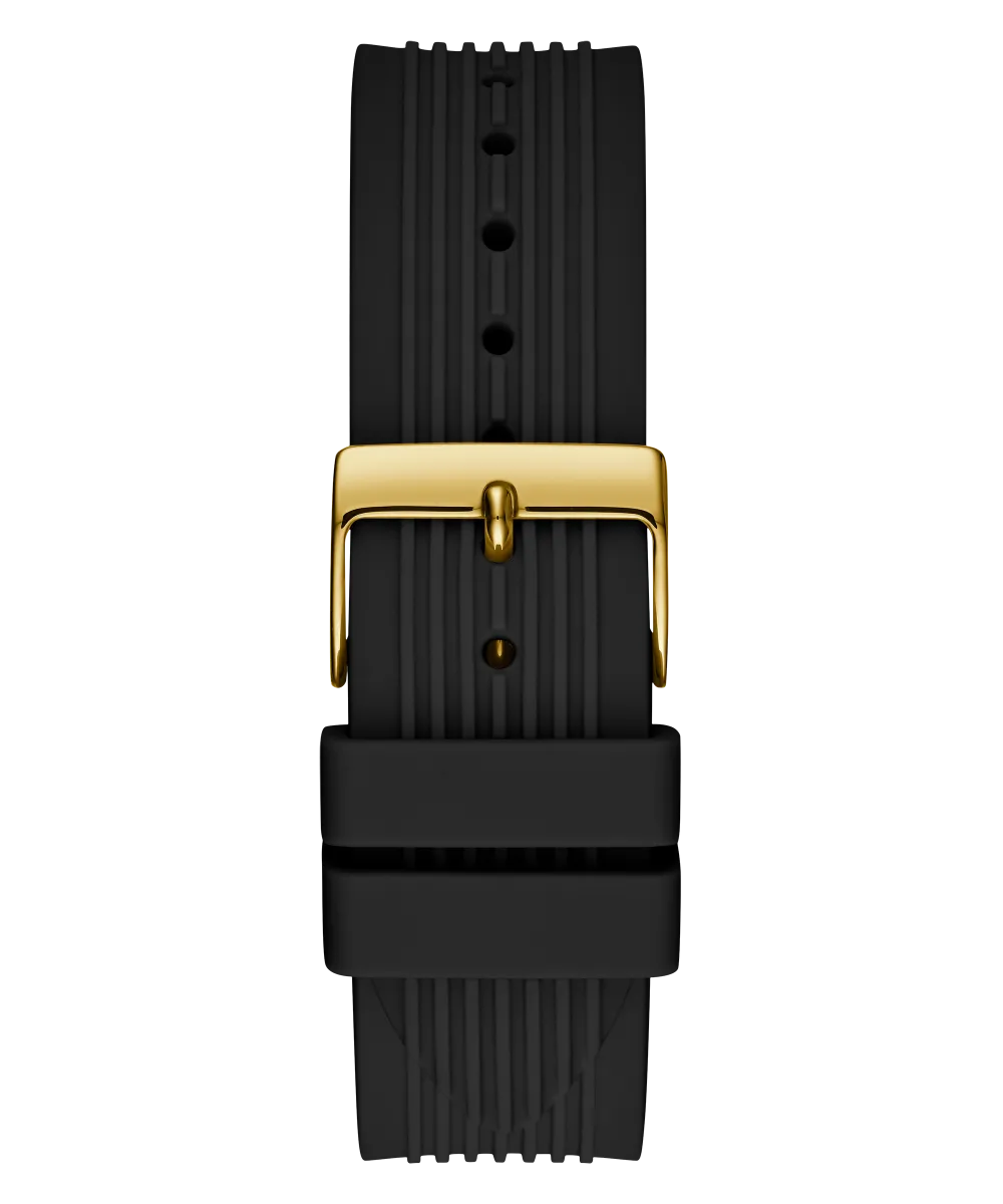 Guess Womens Silicone Watches GUESS Ladies Black Gold Tone Multi-function Watch