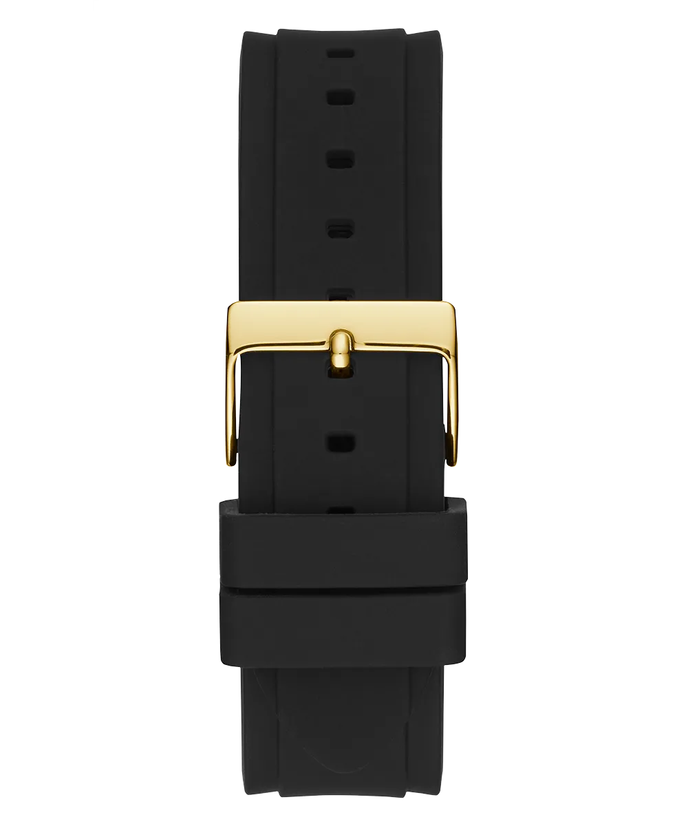 Guess Womens Silicone Watches GUESS Ladies Black Gold Tone Multi-function Watch