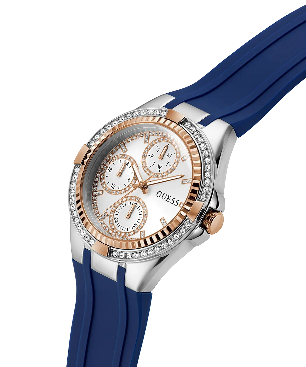 Guess Womens Silicone Watches GUESS Ladies Blue 2-Tone Multi-function Watch