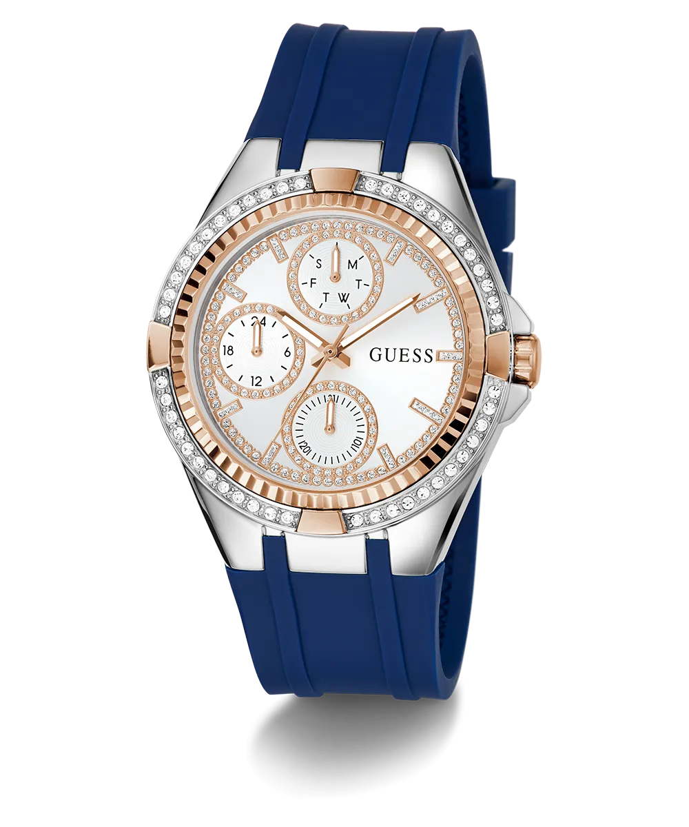 Guess Womens Silicone Watches GUESS Ladies Blue 2-Tone Multi-function Watch