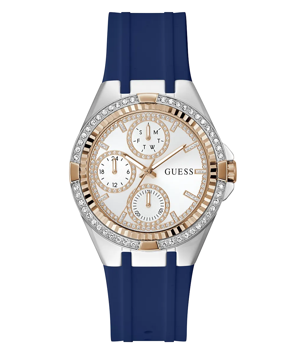 Guess Womens Silicone Watches GUESS Ladies Blue 2-Tone Multi-function Watch