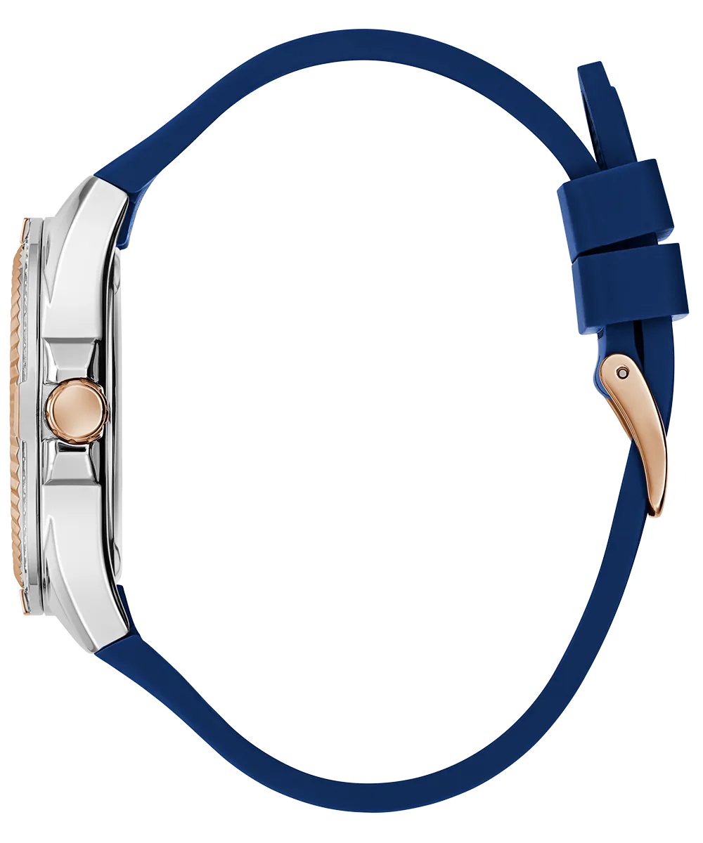 Guess Womens Silicone Watches GUESS Ladies Blue 2-Tone Multi-function Watch