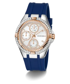 Guess Womens Silicone Watches GUESS Ladies Blue 2-Tone Multi-function Watch