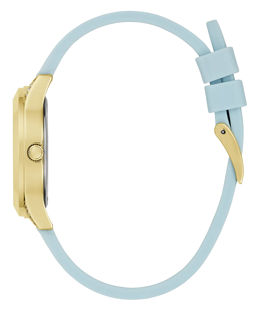 Guess Womens Silicone Watches GUESS Ladies Blue Gold Tone Analog Watch