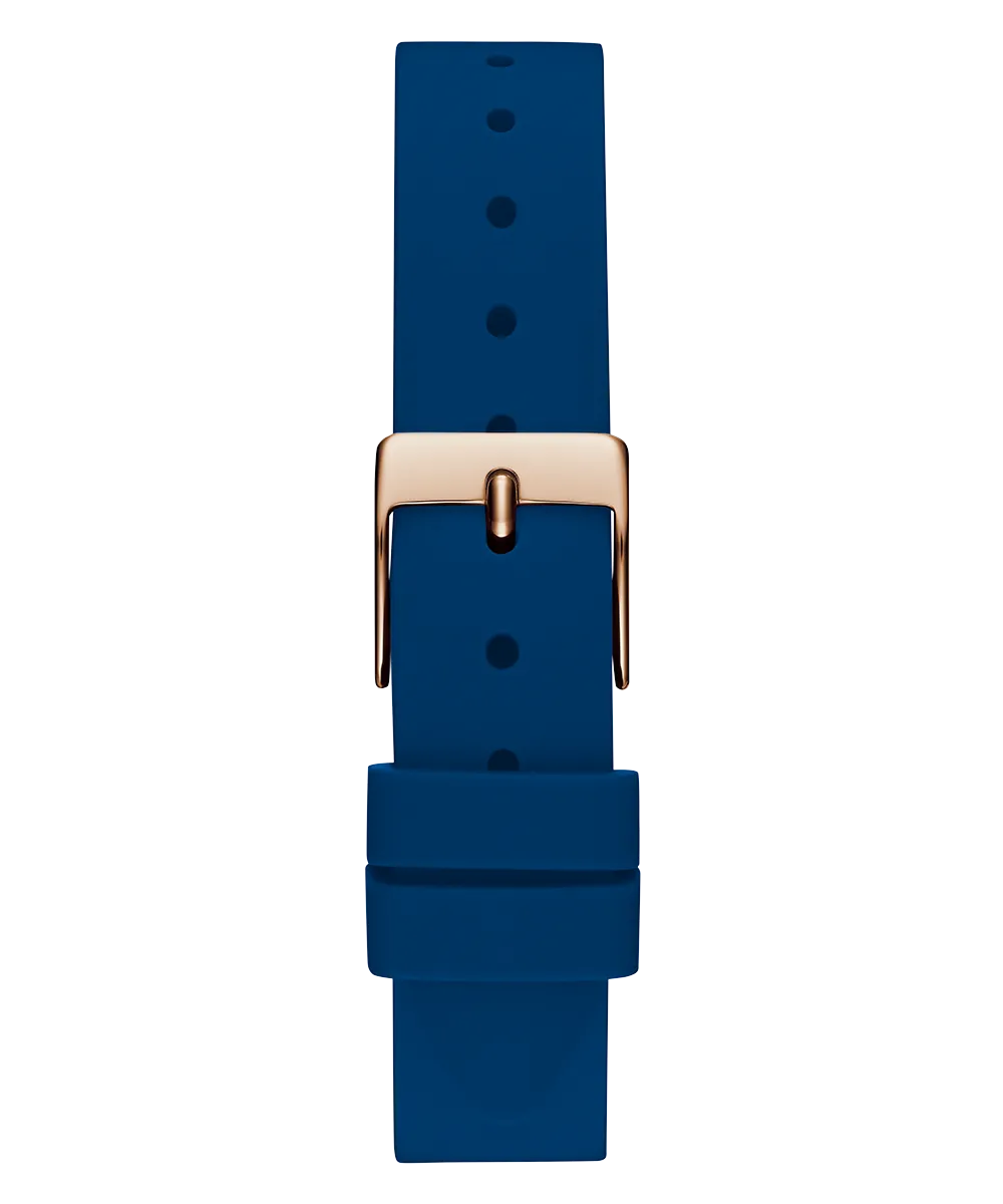 Guess Womens Silicone Watches GUESS Ladies Blue Rose Gold Tone Analog Watch