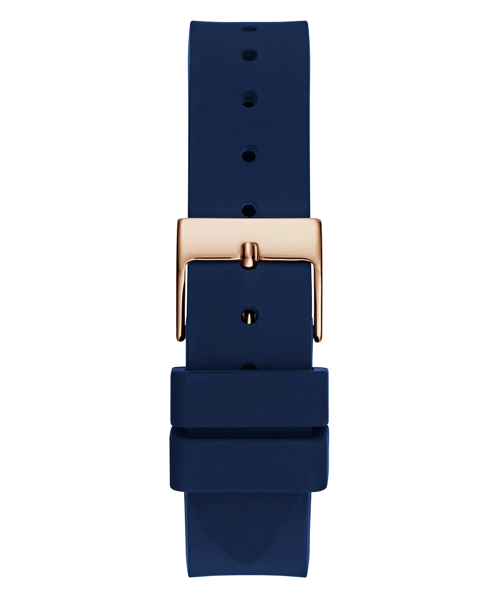 Guess Womens Silicone Watches GUESS Ladies Blue Rose Gold Tone Analog Watch