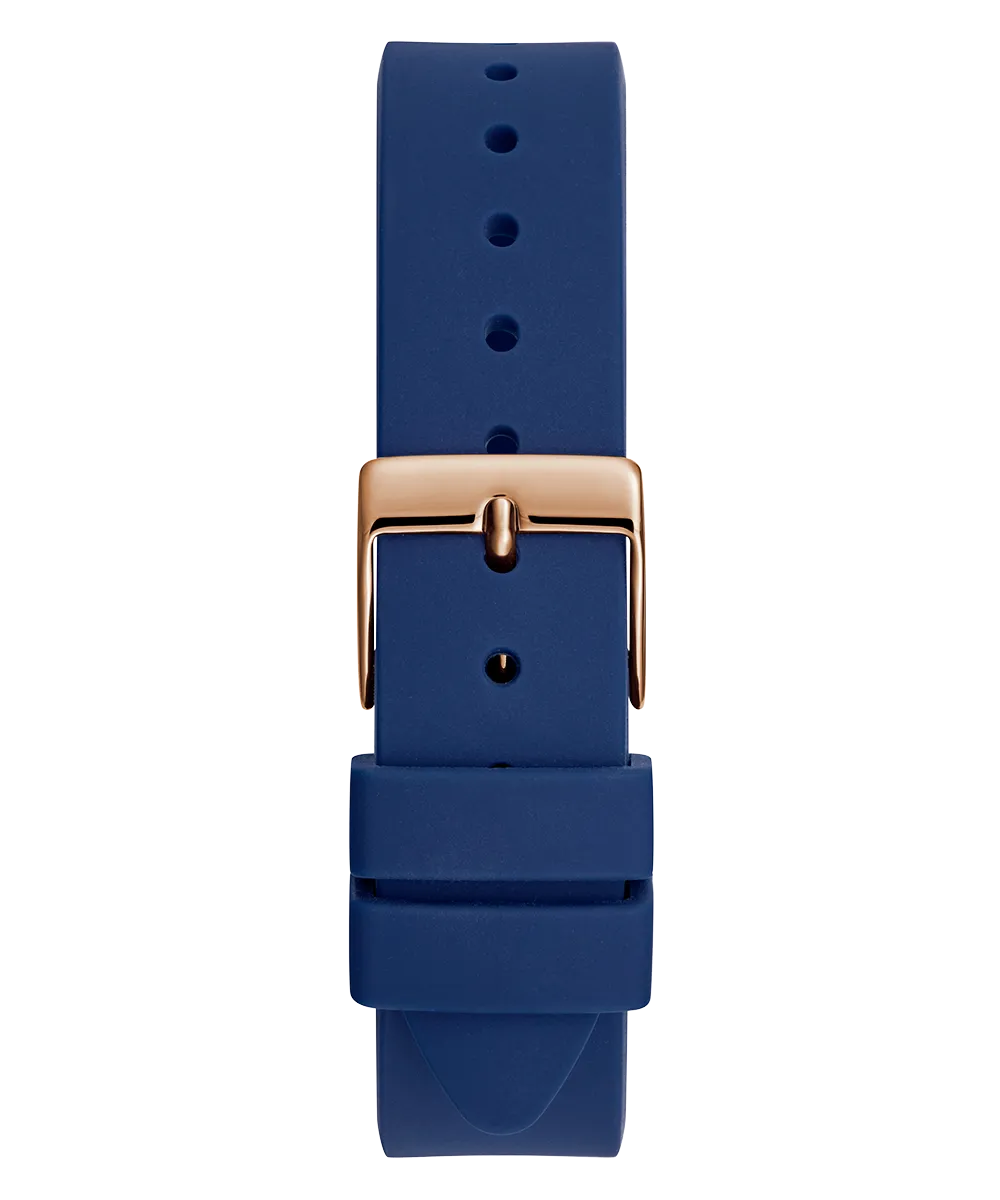 Guess Womens Silicone Watches GUESS Ladies Blue Rose Gold Tone Analog Watch