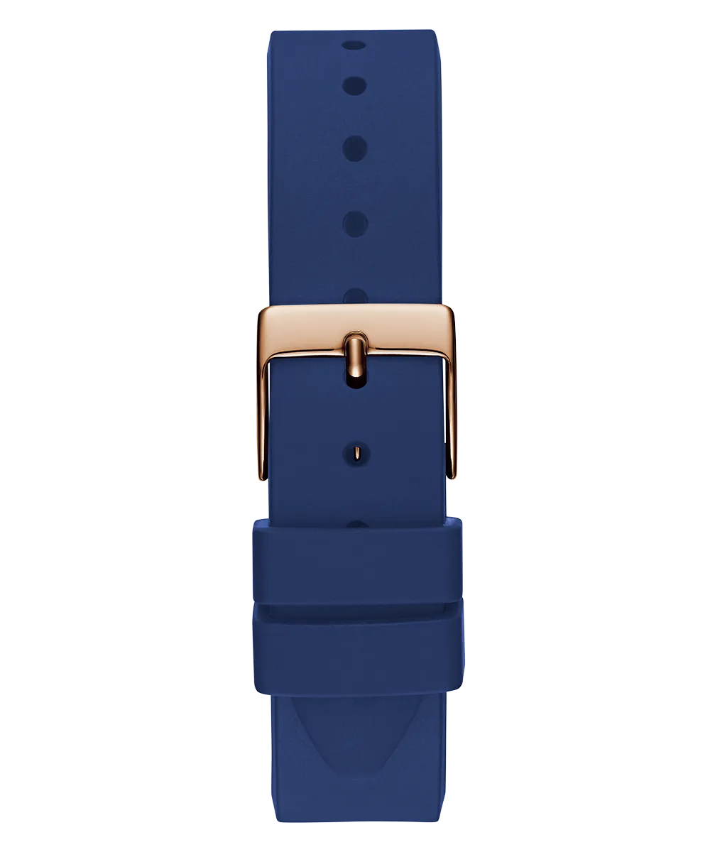 Guess Womens Silicone Watches GUESS Ladies Blue Rose Gold Tone Analog Watch