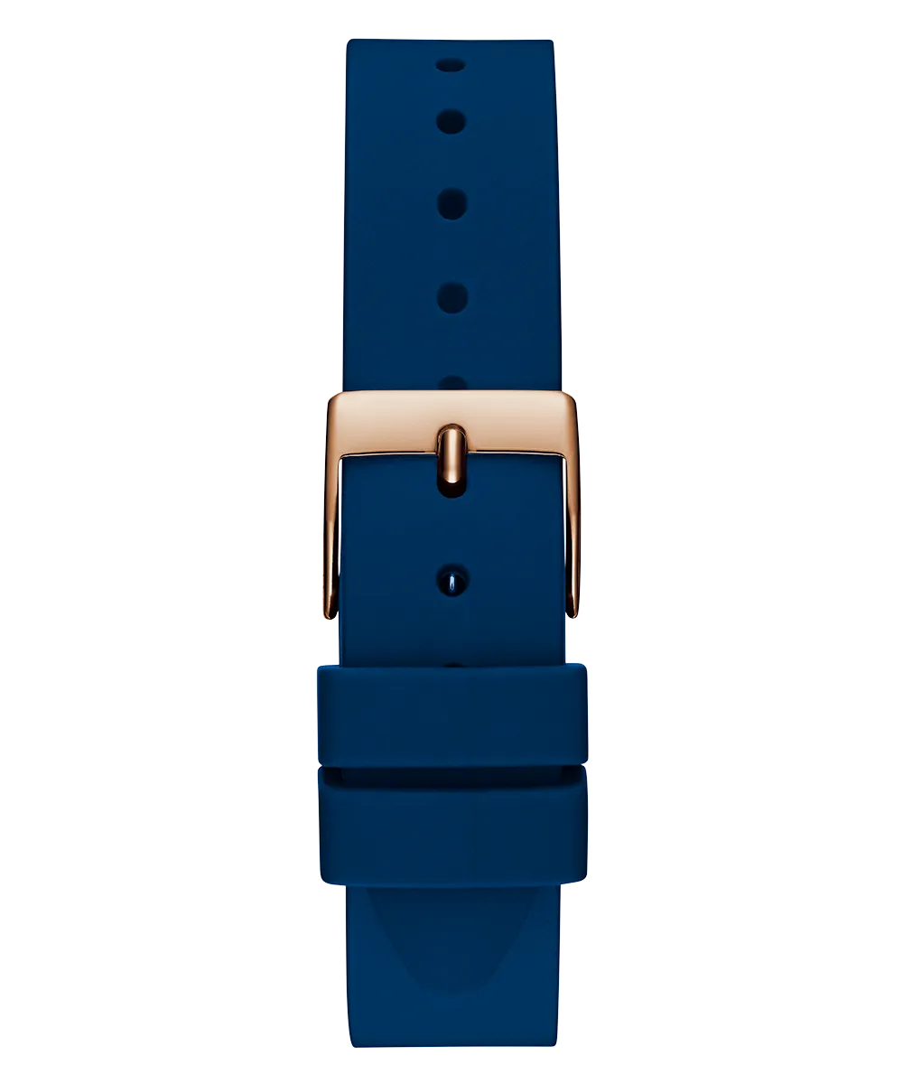 Guess Womens Silicone Watches GUESS Ladies Blue Rose Gold Tone Analog Watch