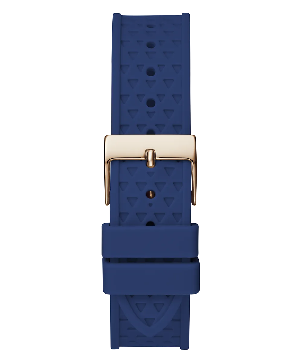 Guess Womens Silicone Watches GUESS Ladies Blue Rose Gold Tone Multi-function Watch