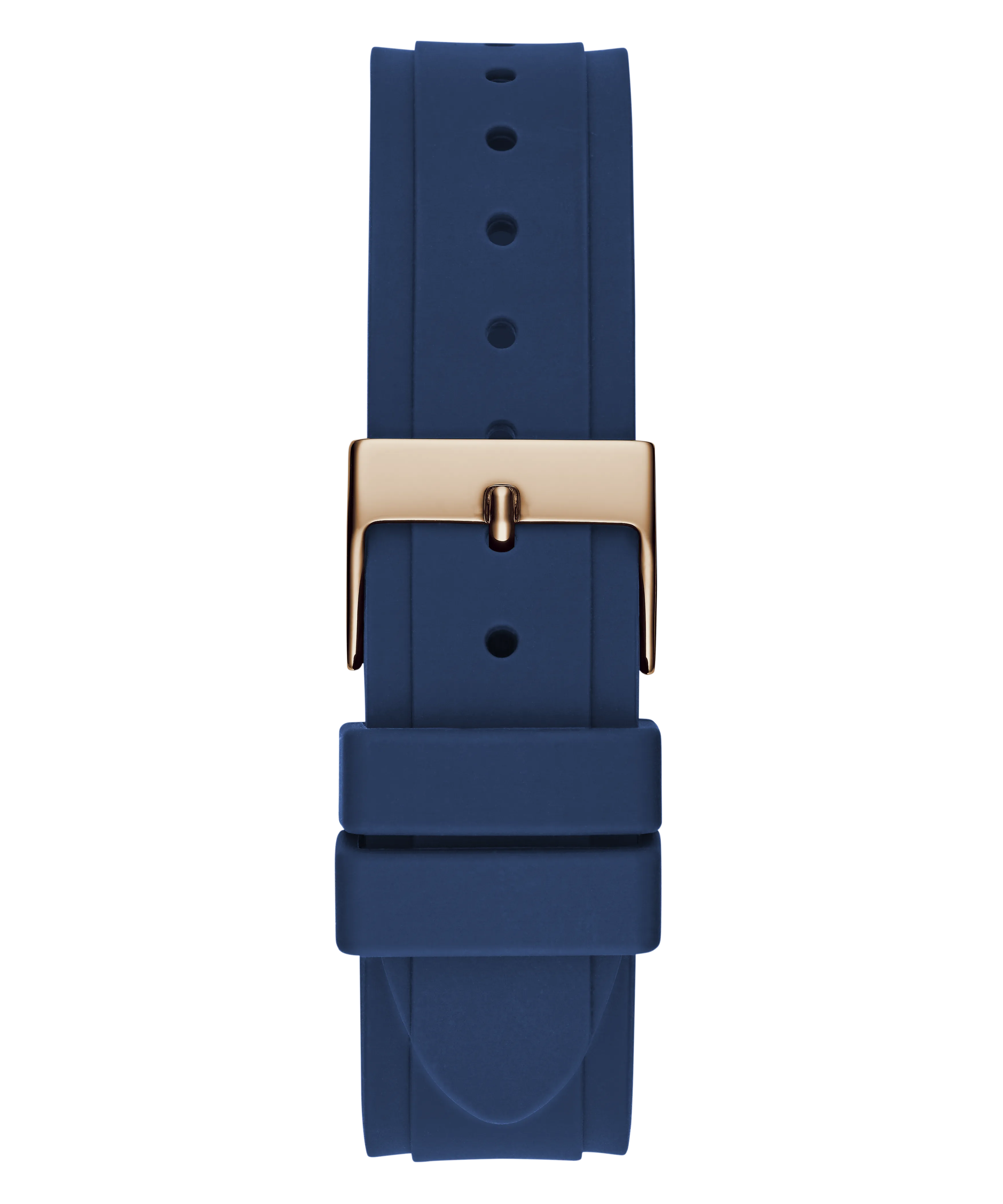 Guess Womens Silicone Watches GUESS Ladies Blue Rose Gold Tone Multi-function Watch