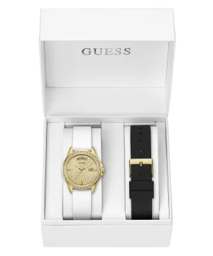 Guess Womens Silicone Watches GUESS Ladies Gold Tone Day/Date Watch Box Set