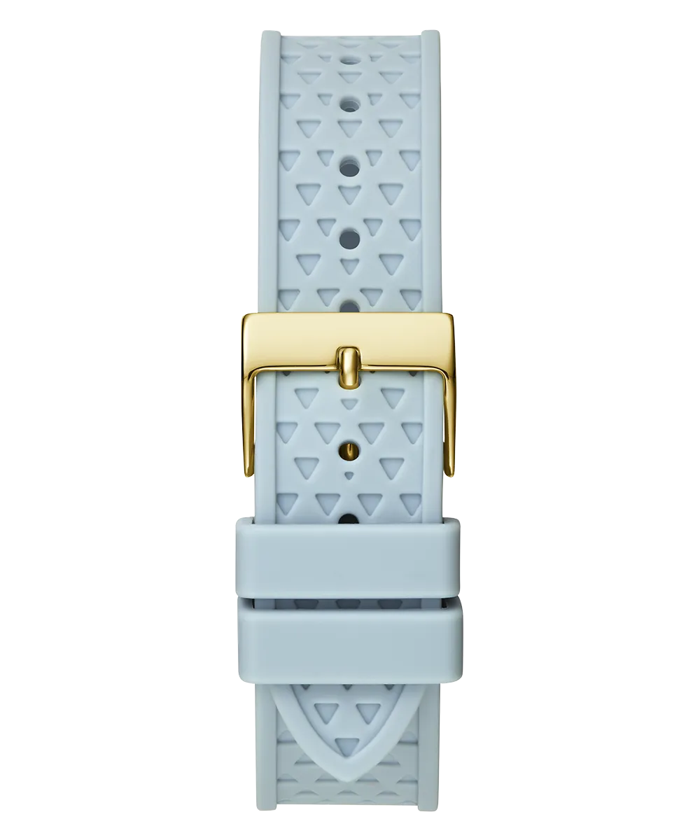 Guess Womens Silicone Watches GUESS Ladies Light Blue Gold Tone Multi-function Watch