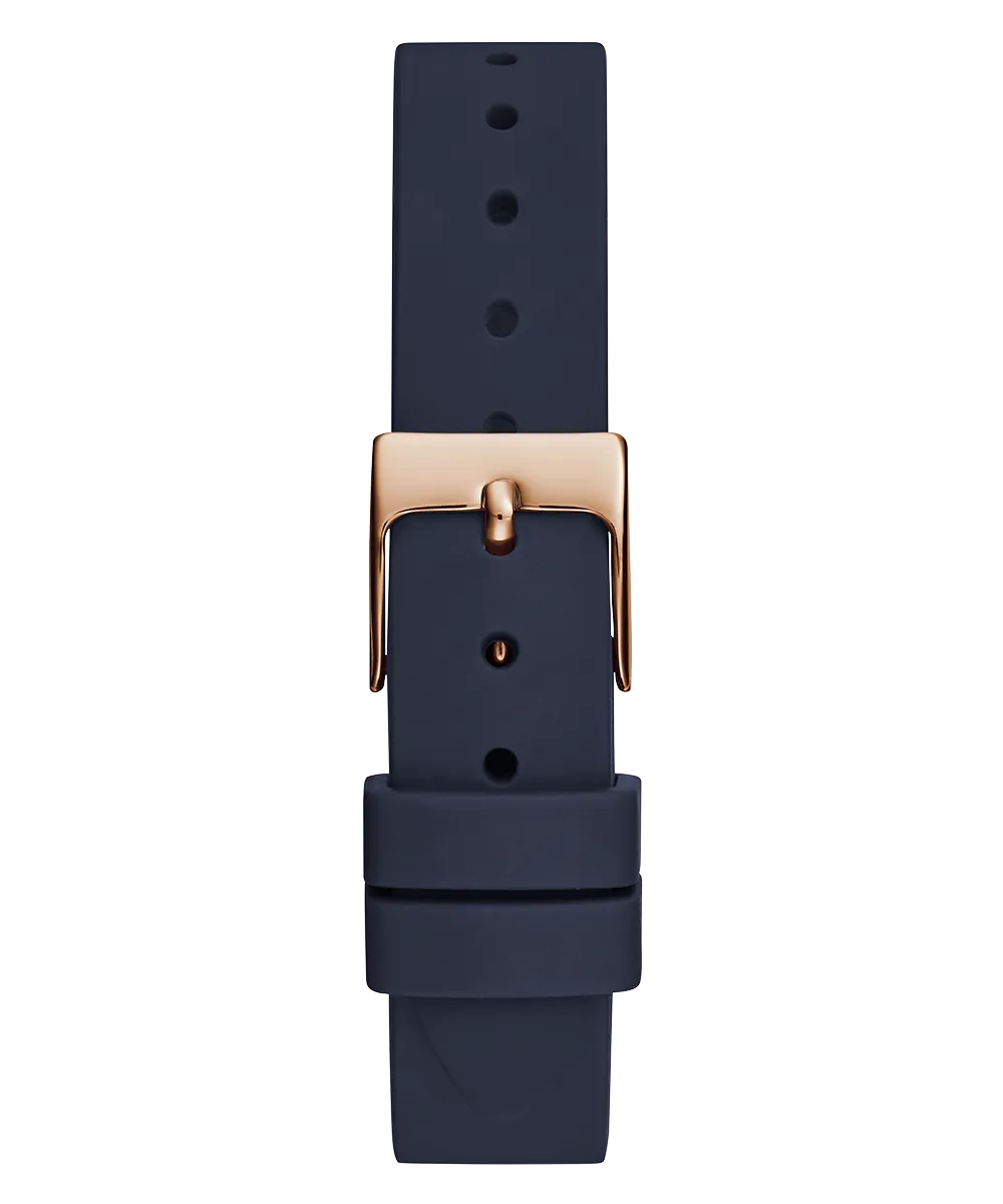 Guess Womens Silicone Watches GUESS Ladies Navy Rose Gold Tone Analog Watch