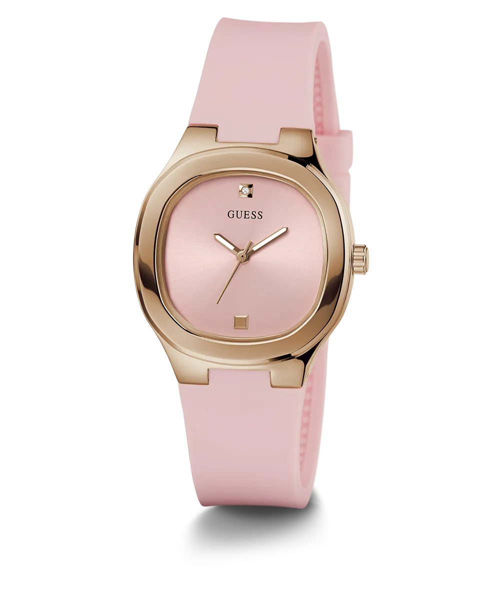 Guess Womens Silicone Watches GUESS Ladies Pink Rose Gold Tone Analog Watch