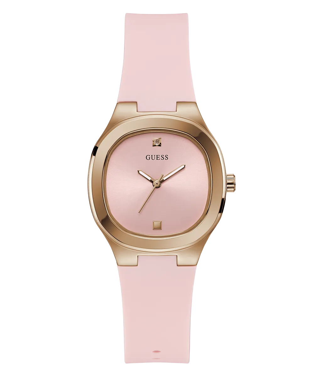 Guess Womens Silicone Watches GUESS Ladies Pink Rose Gold Tone Analog Watch