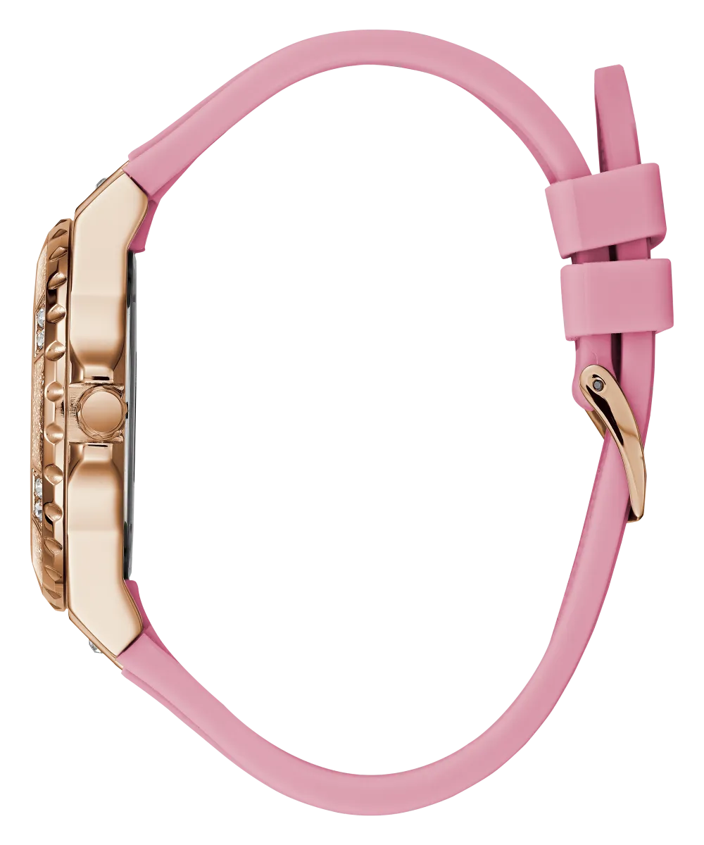 Guess Womens Silicone Watches GUESS Ladies Pink Rose Gold Tone Multi-function Watch