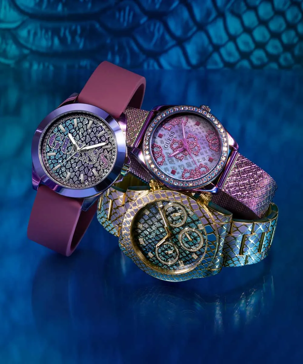 Guess Womens Silicone Watches GUESS Ladies Purple Iridescent Analog Watch