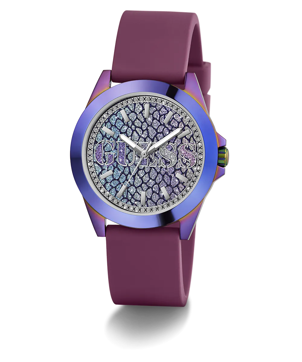 Guess Womens Silicone Watches GUESS Ladies Purple Iridescent Analog Watch