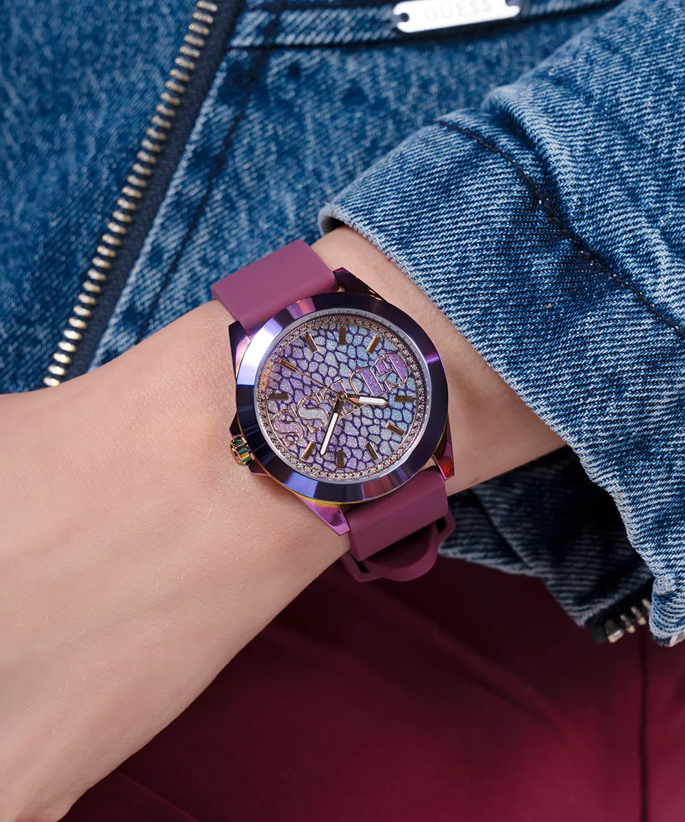 Guess Womens Silicone Watches GUESS Ladies Purple Iridescent Analog Watch