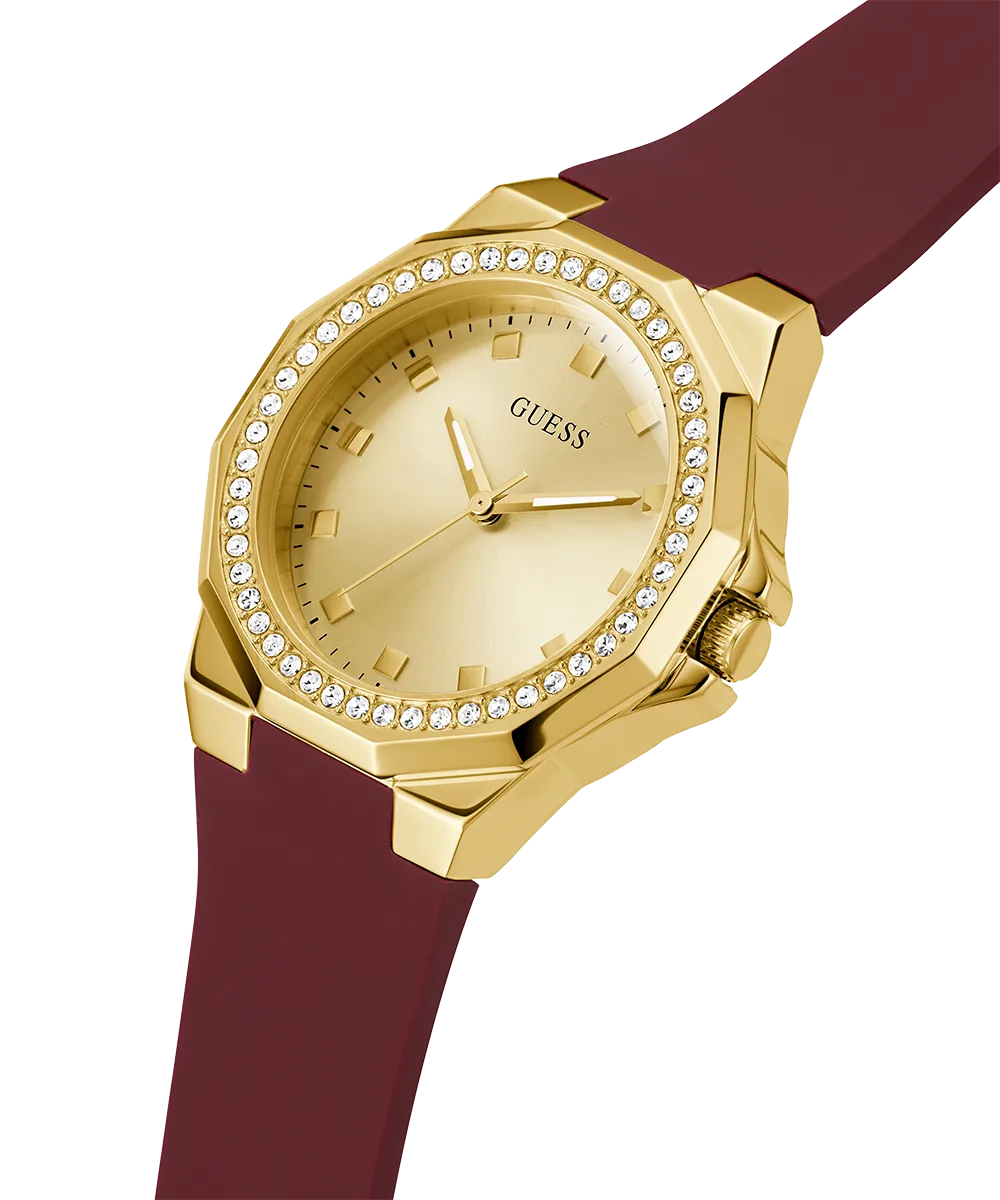 Guess Womens Silicone Watches GUESS Ladies Red Gold Tone Analog Watch
