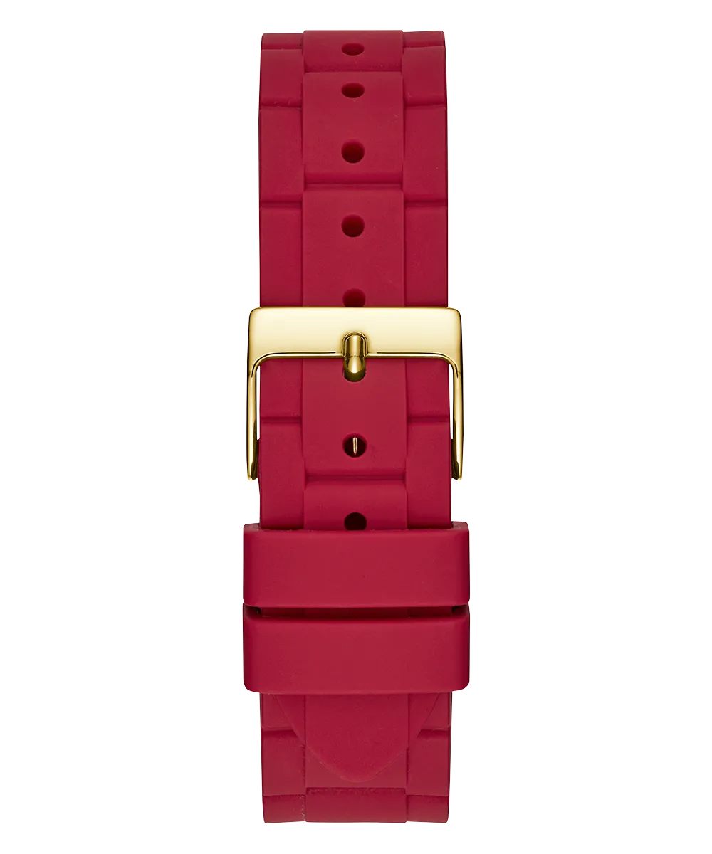 Guess Womens Silicone Watches GUESS Ladies Red Gold Tone Multi-function Watch