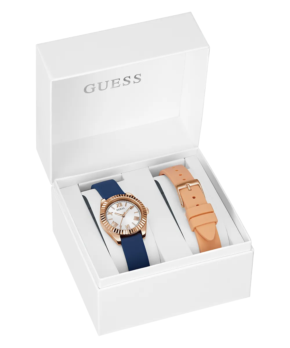 Guess Womens Silicone Watches GUESS Ladies Rose Gold Tone Analog Watch Box Set