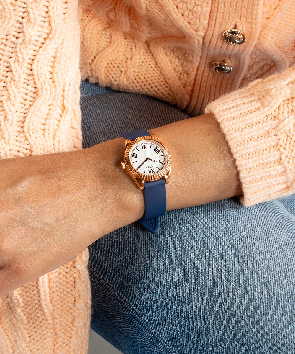 Guess Womens Silicone Watches GUESS Ladies Rose Gold Tone Analog Watch Box Set