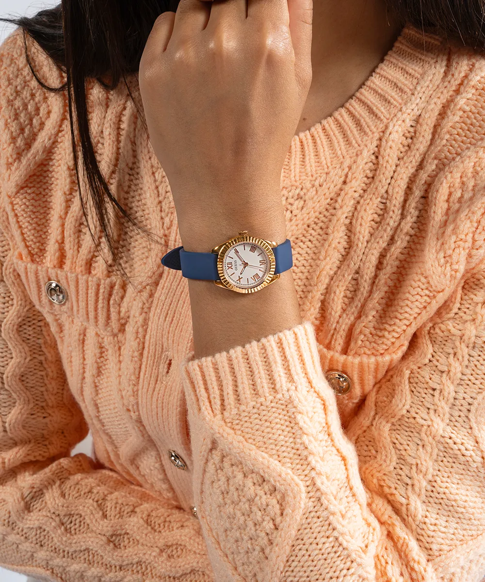 Guess Womens Silicone Watches GUESS Ladies Rose Gold Tone Analog Watch Box Set