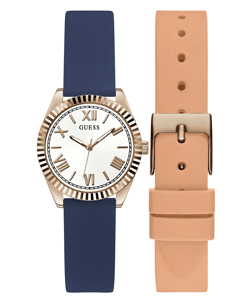Guess Womens Silicone Watches GUESS Ladies Rose Gold Tone Analog Watch Box Set