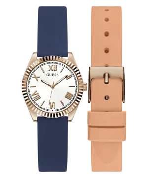 Guess Womens Silicone Watches GUESS Ladies Rose Gold Tone Analog Watch Box Set