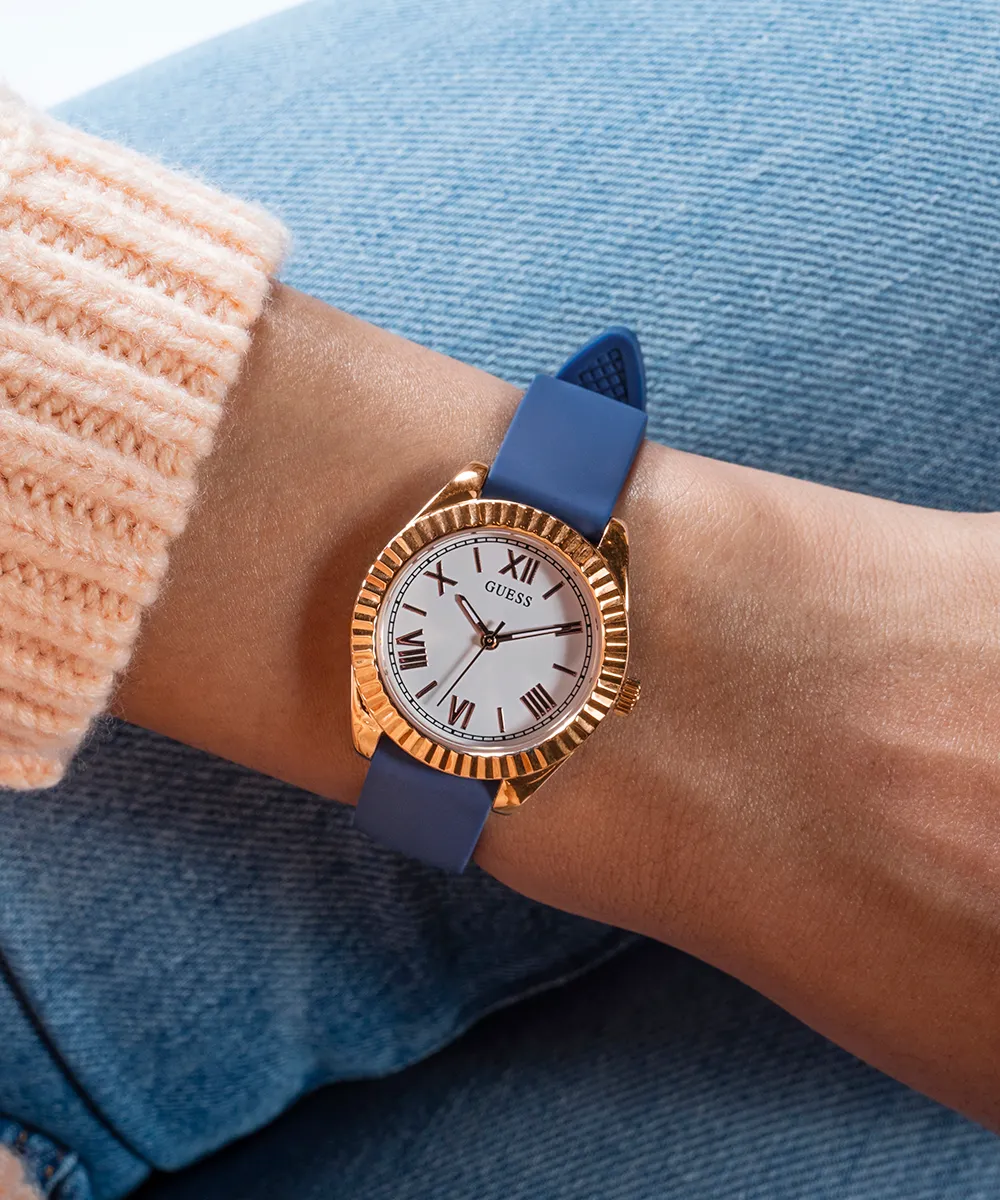 Guess Womens Silicone Watches GUESS Ladies Rose Gold Tone Analog Watch Box Set
