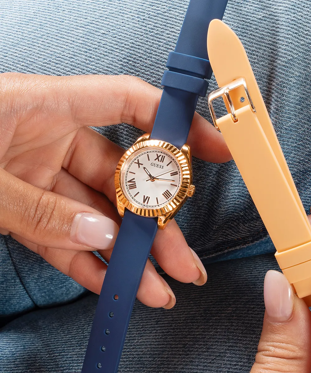 Guess Womens Silicone Watches GUESS Ladies Rose Gold Tone Analog Watch Box Set