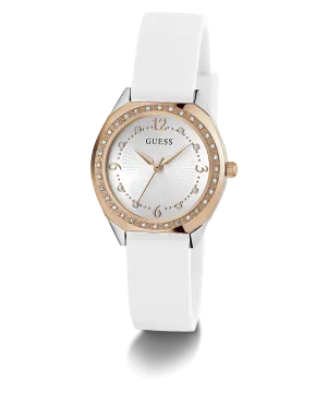 Guess Womens Silicone Watches GUESS Ladies White 2-Tone Analog Watch