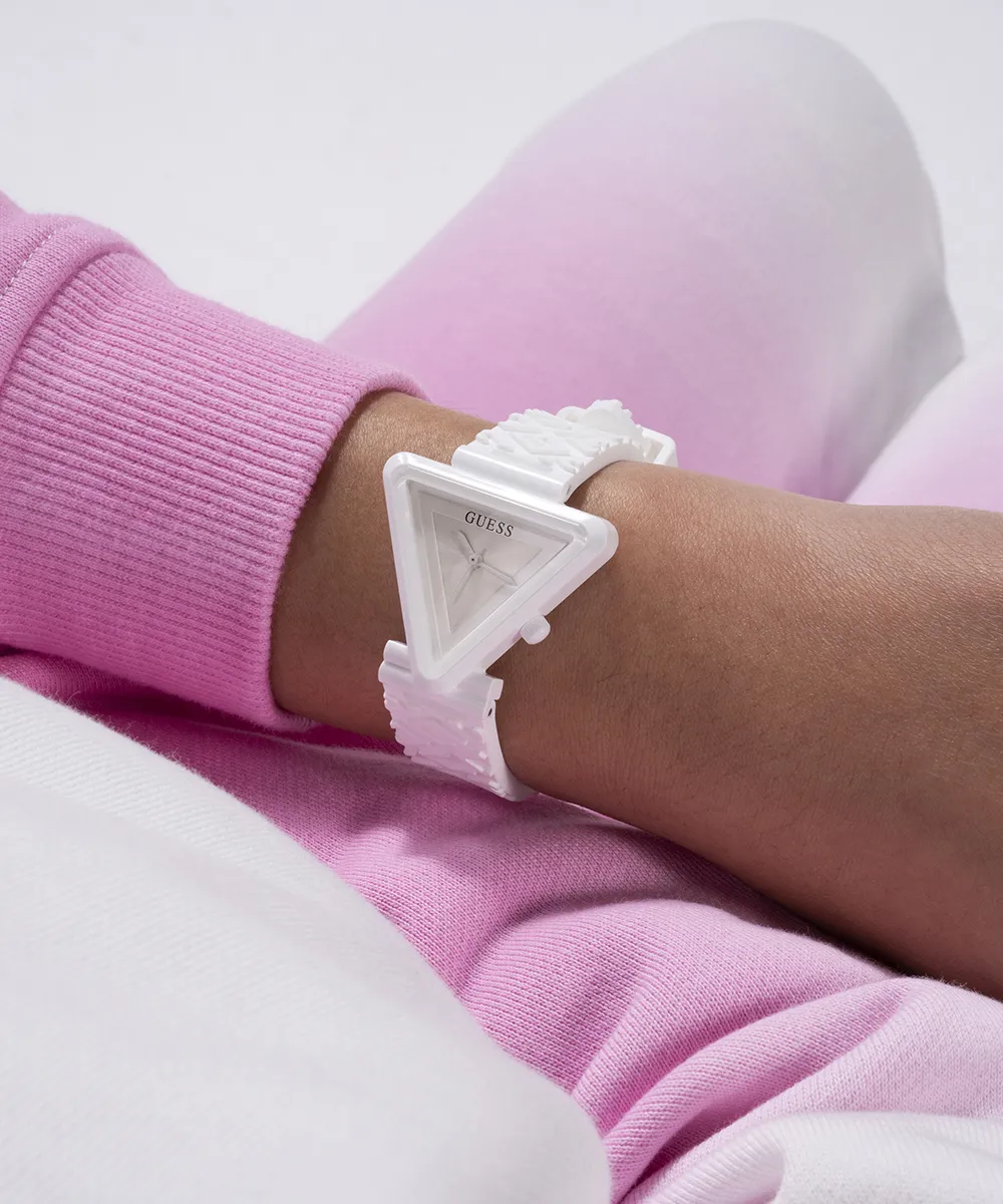 Guess Womens Silicone Watches GUESS Ladies White Analog Watch