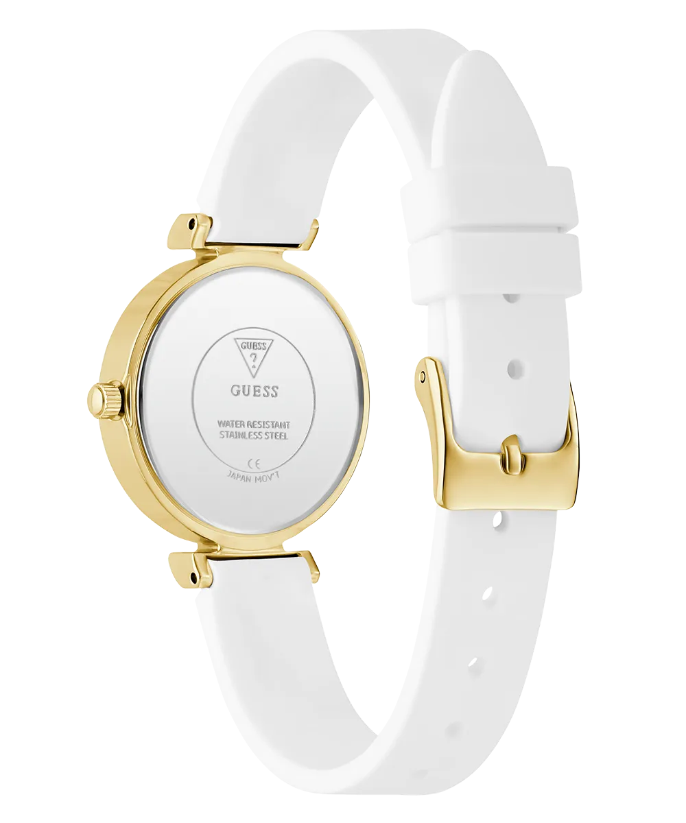 Guess Womens Silicone Watches GUESS Ladies White Gold Tone Analog Watch