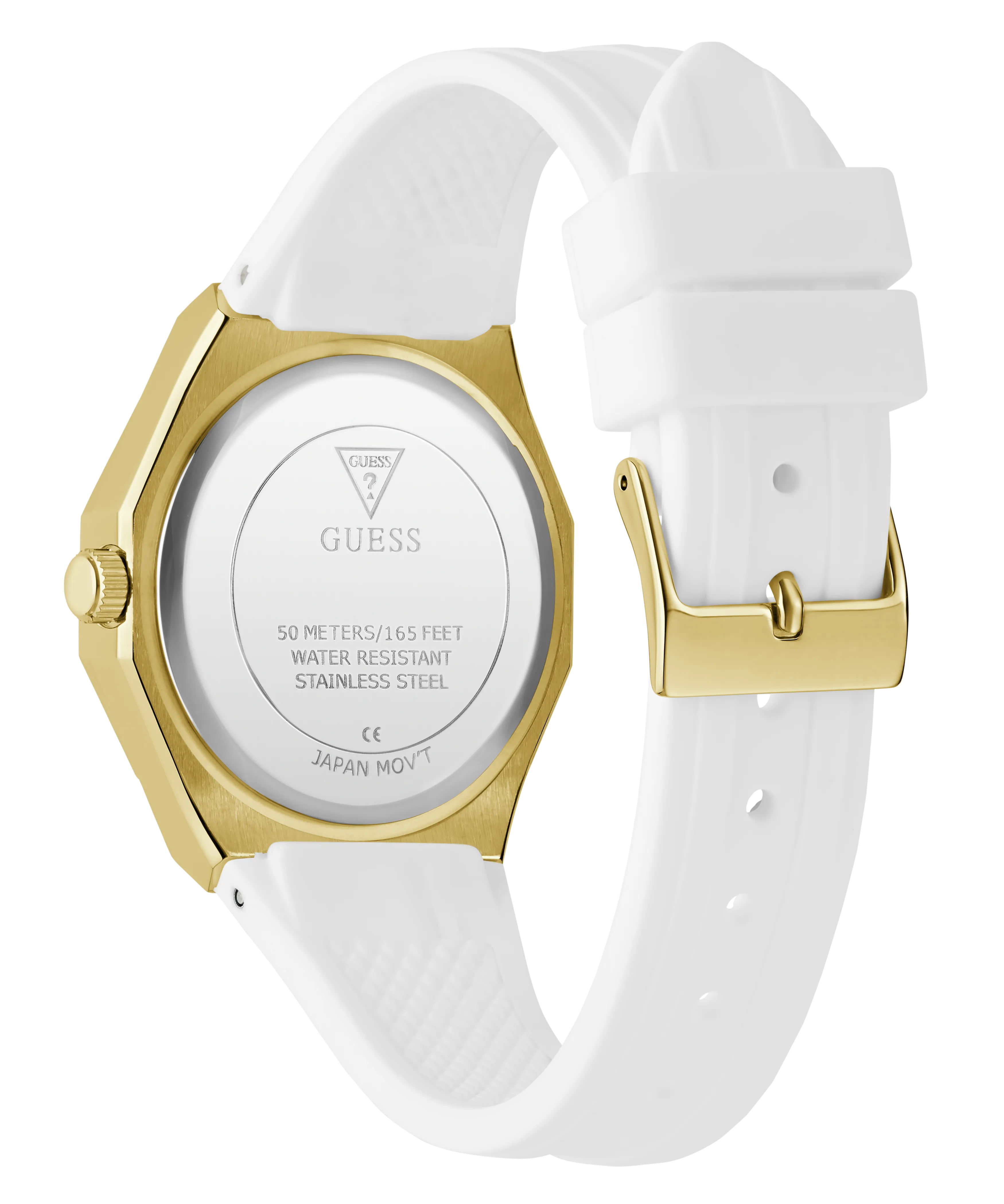 Guess Womens Silicone Watches GUESS Ladies White Gold Tone Analog Watch