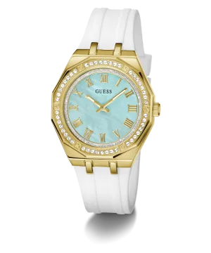Guess Womens Silicone Watches GUESS Ladies White Gold Tone Analog Watch