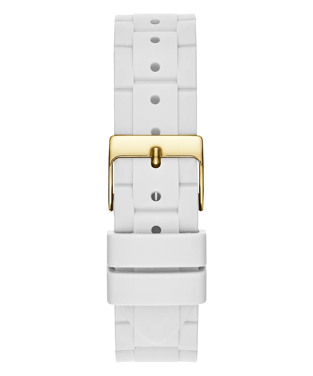 Guess Womens Silicone Watches GUESS Ladies White Gold Tone Multi-function Watch