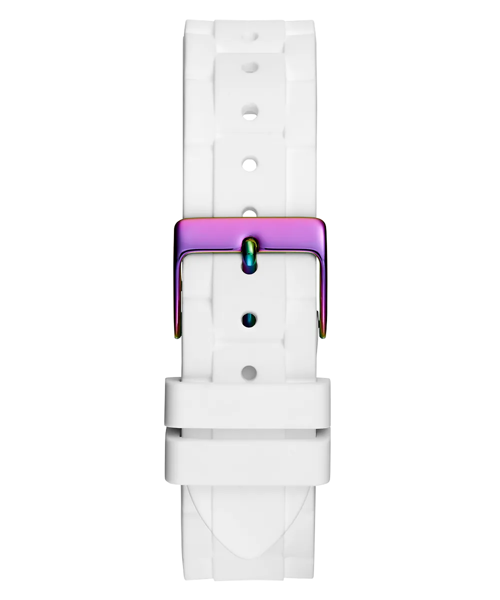 Guess Womens Silicone Watches GUESS Ladies White Iridescent Multi-function Watch