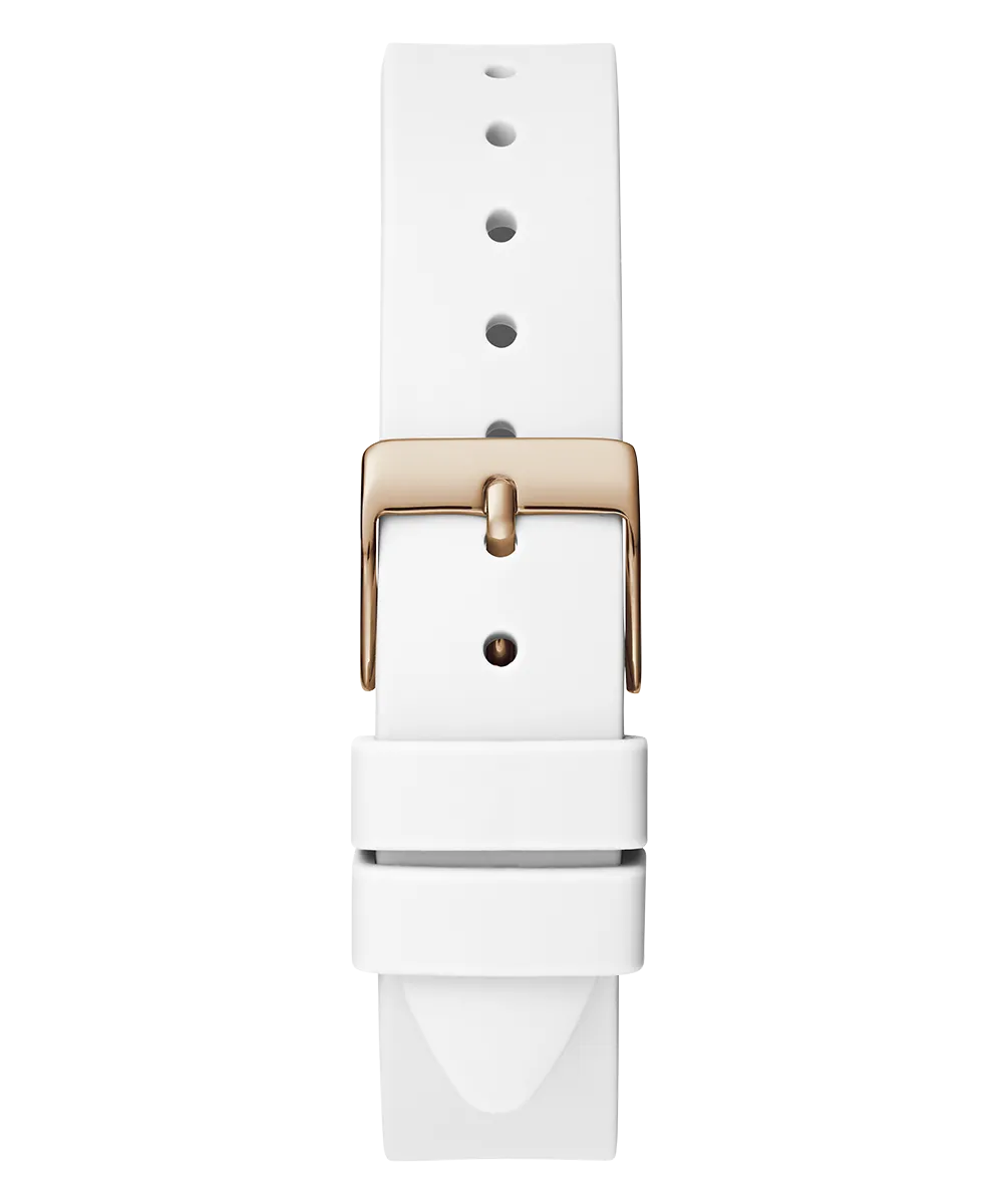 Guess Womens Silicone Watches GUESS Ladies White Rose Gold Tone Analog Watch