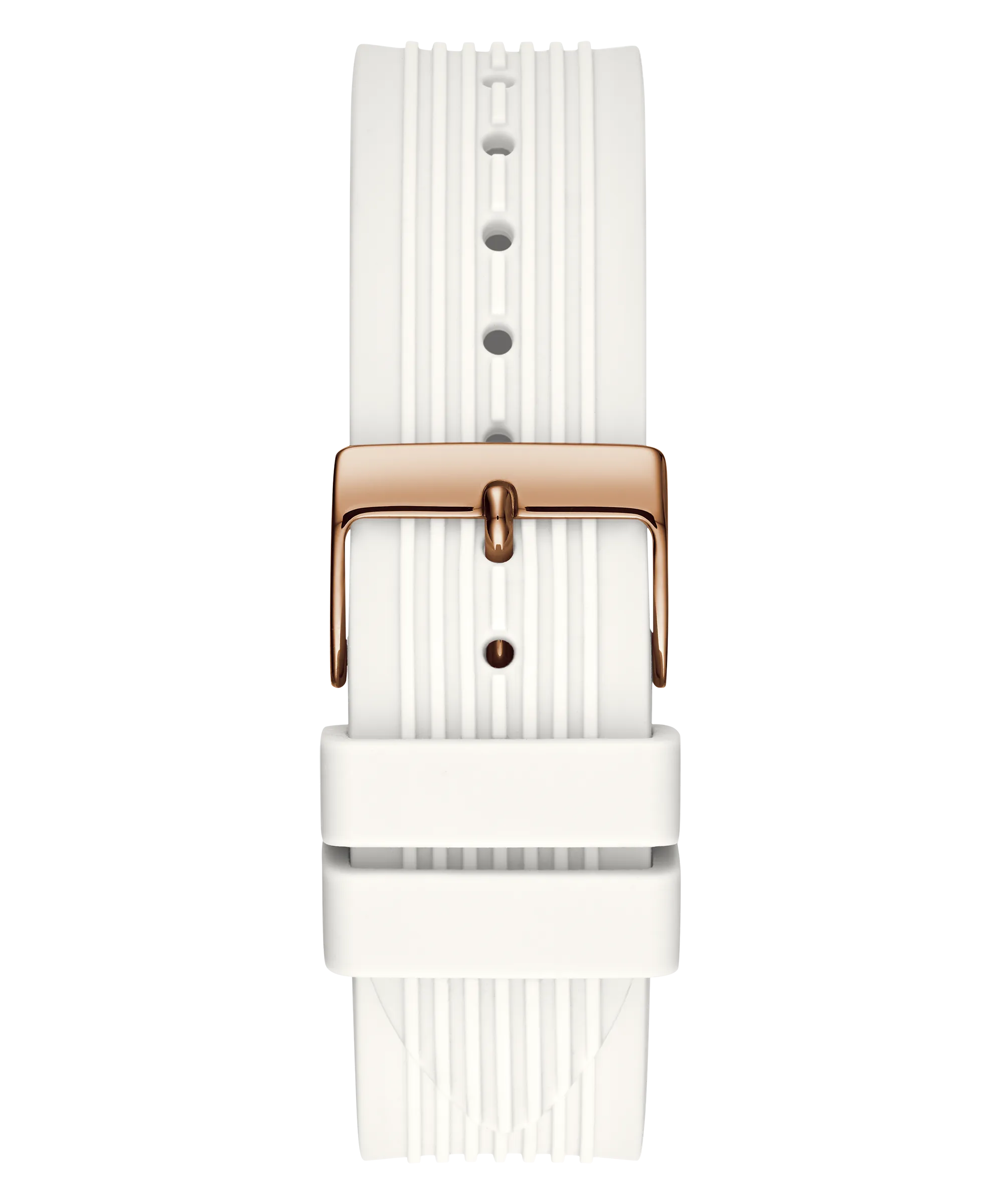 Guess Womens Silicone Watches GUESS Ladies White Rose Gold Tone Multi-function Watch