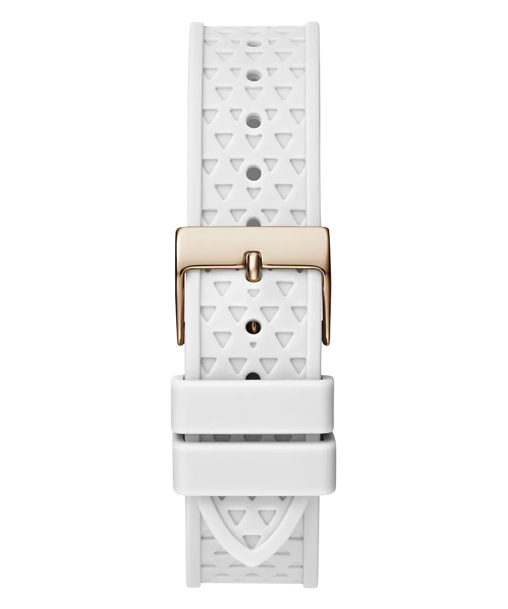Guess Womens Silicone Watches GUESS Ladies White Rose Gold Tone Multi-function Watch