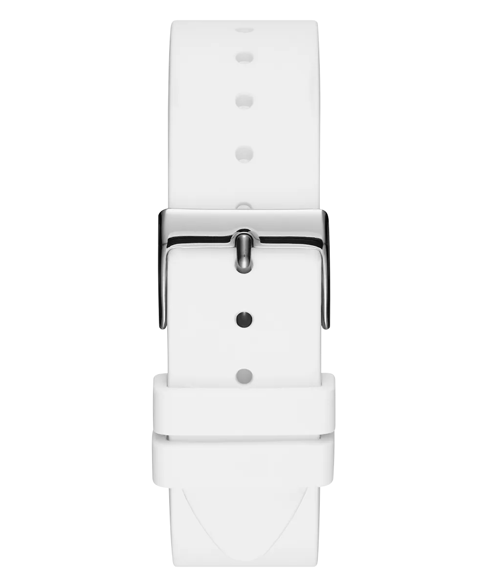 Guess Womens Silicone Watches GUESS Ladies White Silver Tone Analog Watch