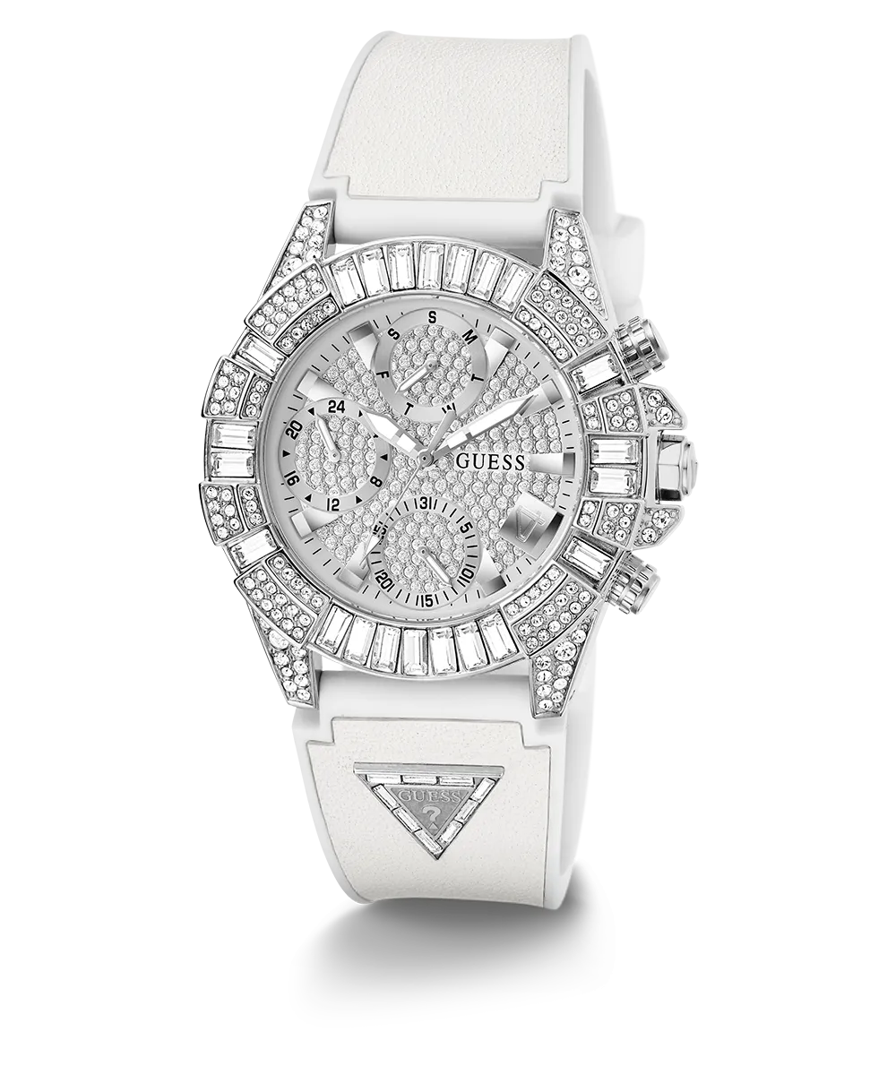 Guess Womens/Mens Silver Watches 40th Anniversary Special Edition GUESS Ladies White Silver Tone Multi-function Watch