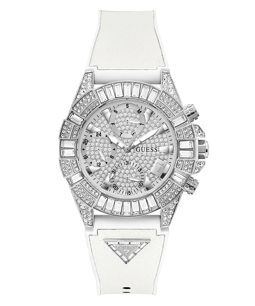 Guess Womens/Mens Silver Watches 40th Anniversary Special Edition GUESS Ladies White Silver Tone Multi-function Watch