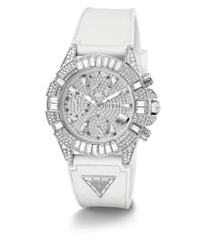 Guess Womens/Mens Silver Watches 40th Anniversary Special Edition GUESS Ladies White Silver Tone Multi-function Watch