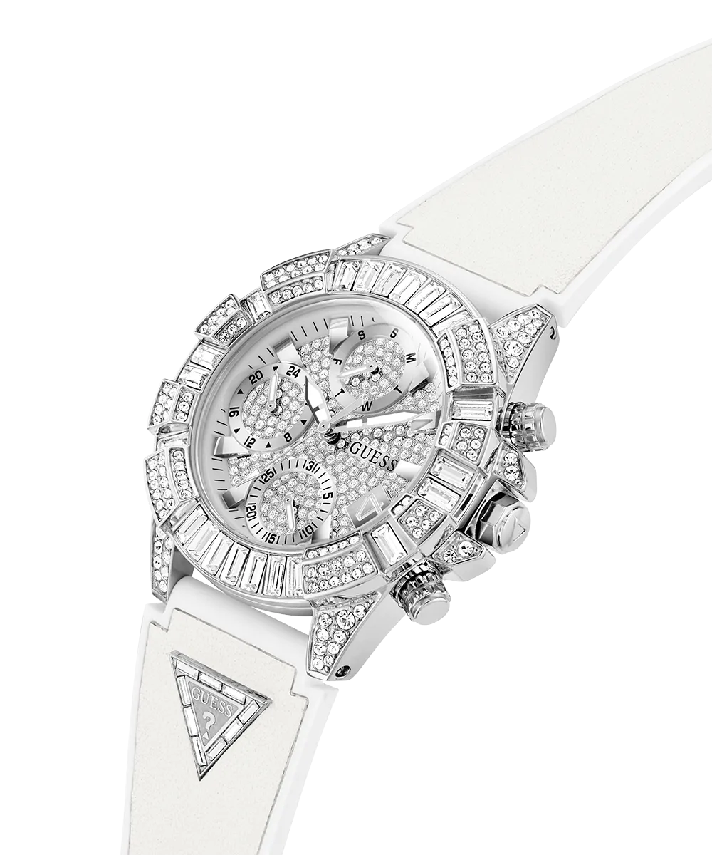 Guess Womens/Mens Silver Watches 40th Anniversary Special Edition GUESS Ladies White Silver Tone Multi-function Watch