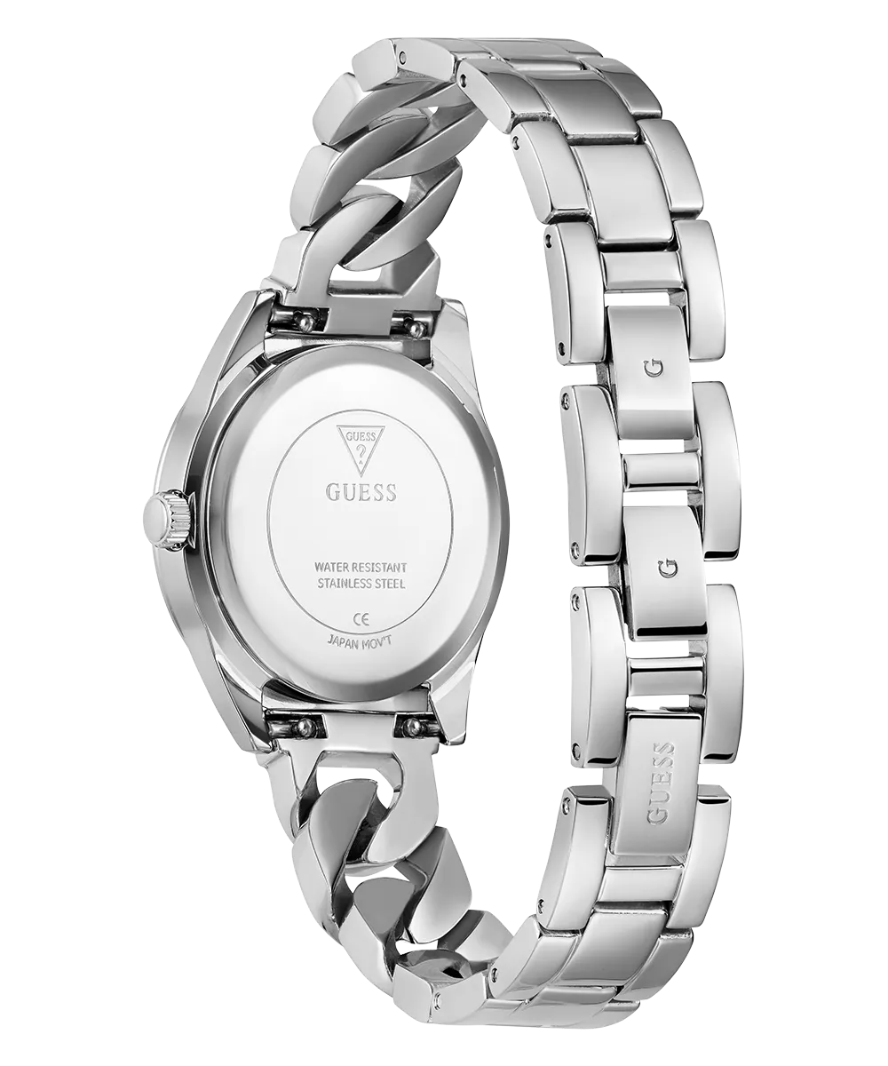 Guess Womens/Mens Silver Watches GUESS Ladies Silver Tone Analog Watch Box Set