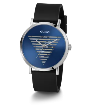 Guess Womens/Mens Silver Watches GUESS Mens Black Silver Tone Analog Watch
